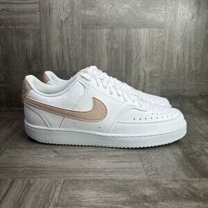 Nike Court  Vision Low Women's size 9.5 White Tan Casual Leather Shoes